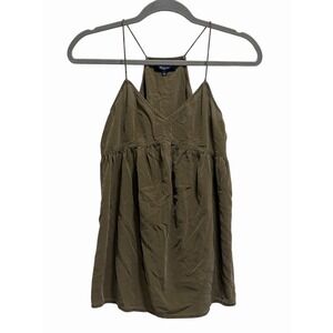 Madewell Womens Silk Babydoll Cami Tank Top Forest Fairy Y2K Small Olive Green